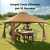 Costway Tettoia pop-up per gazebo con altezza regolabile borsa da trasporto con rotelle, Riparo portatile 400x400cm Marrone