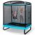 Costway Trampolino rettangolare per bambini con altalena rete di sicurezza, Trampolino elastico da esterno da 190cm Blu