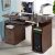 Costway Scrivania per computer da ufficio con cassetti Tavolo porta pc in legno con supporto per tastiera 120x55x85cm Noce